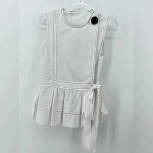 MARNI white 100% cotton Faux Wrap Pleated Peplum top IT 36 US 0 nwt